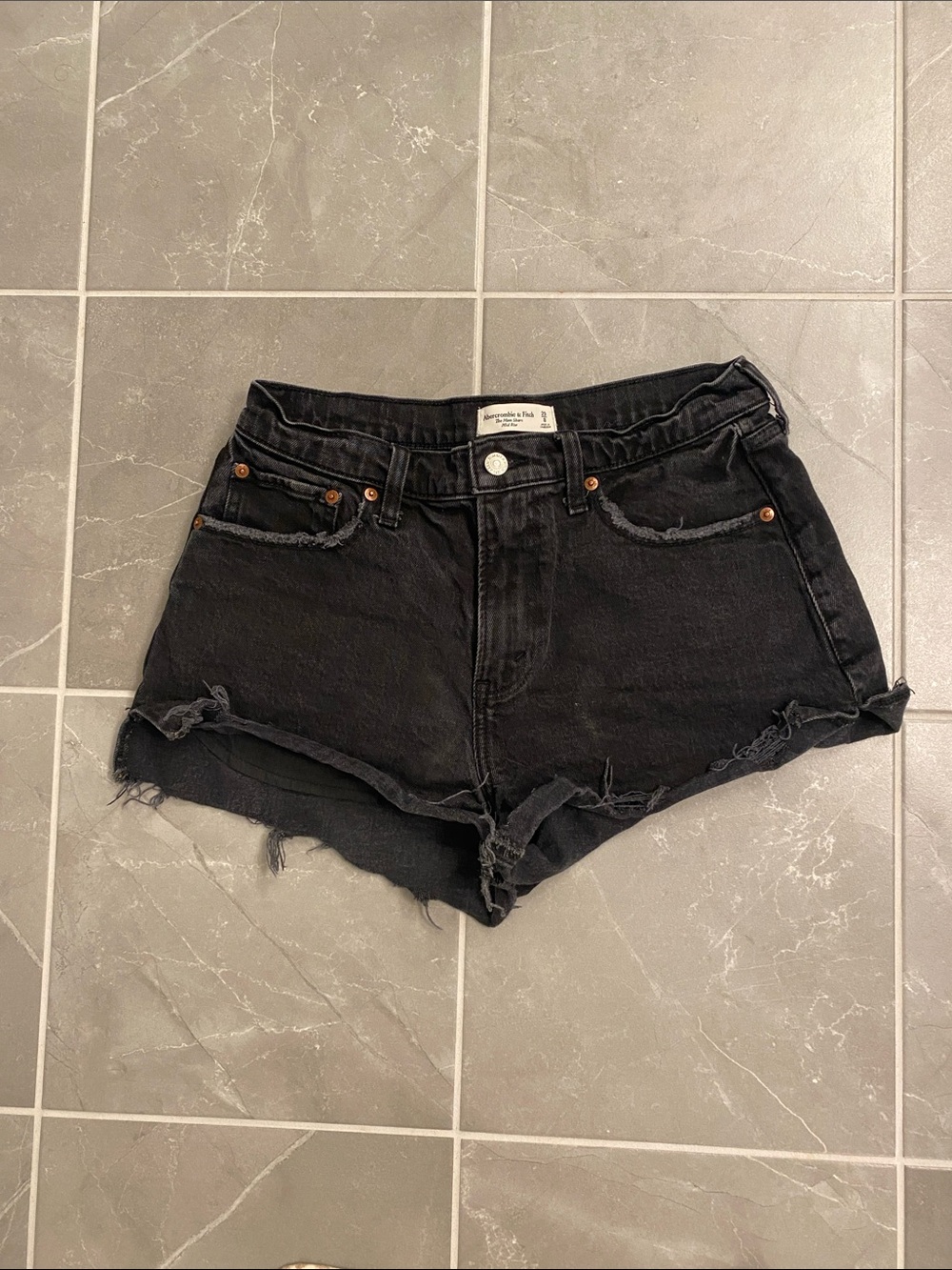 Mid-Rise Black Denim Cutoff Shorts